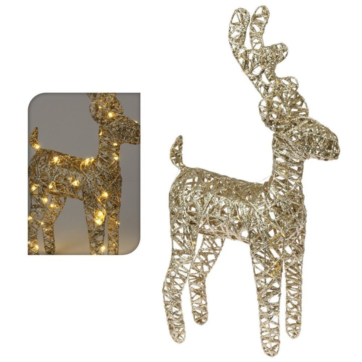 Figurka renifer stojący złoty LED 37 cm