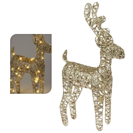 Figurka renifer stojący złoty LED 37 cm