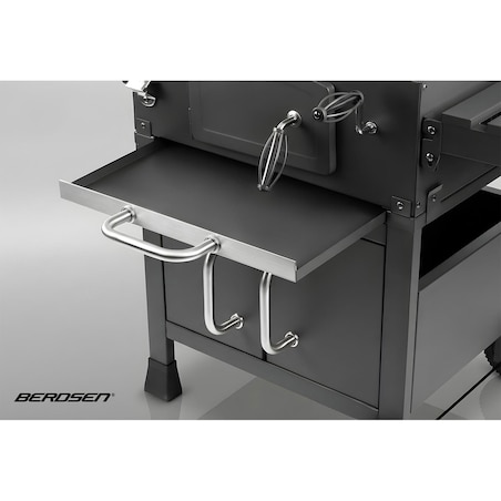 Grill węglowy ogrodowy Berdsen BD-893 komin żeliwny ruszt z pokrywą popielnik + termometr