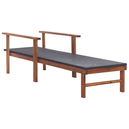 vidaXL Leżak, polirattan i lite drewno akacjowe, czarny