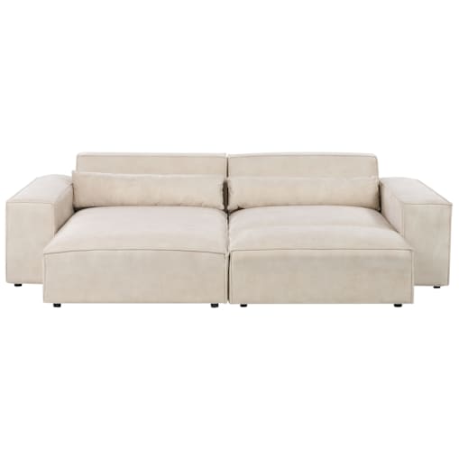 Narożnik modułowy 2-osobowy welurowy prawostronny z otomaną beżowy HELLNAR