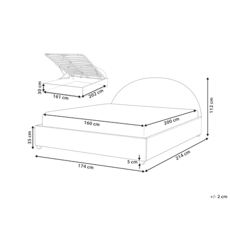 Łóżko z pojemnikiem boucle 160 x 200 cm zielone oliwkowe VAUCLUSE