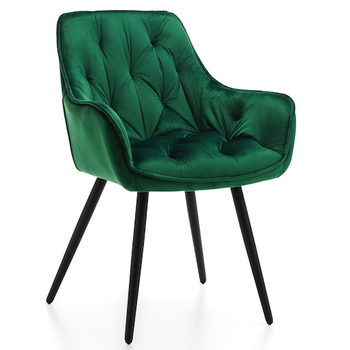 Krzesło tapicerowane pikowane do salonu jadalni welurowe SIENA zielone