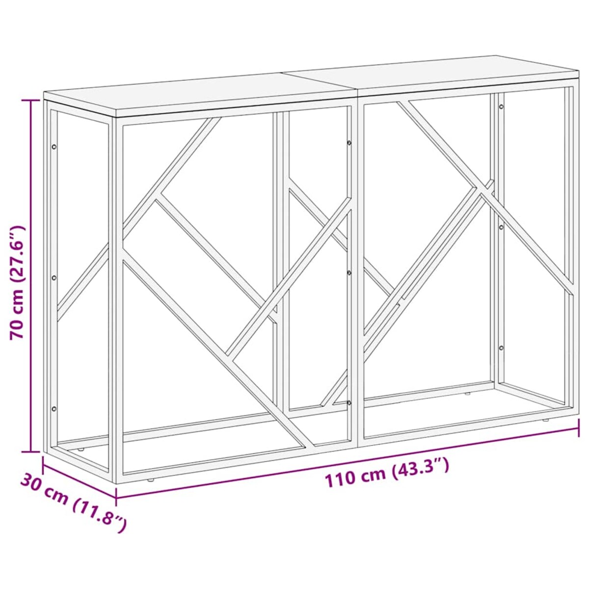 vidaXL Stolik konsolowy, srebrny, stal nierdzewna i drewno z odzysku
