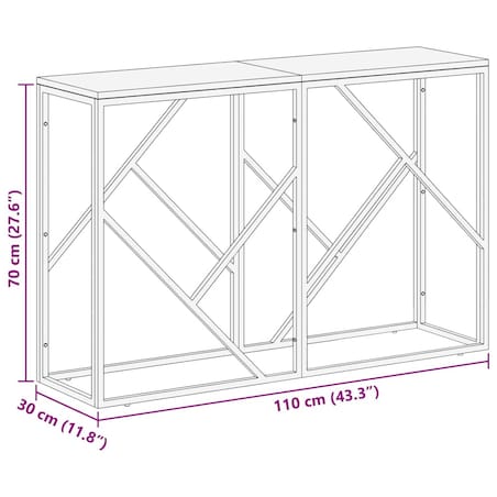 vidaXL Stolik konsolowy, srebrny, stal nierdzewna i drewno z odzysku