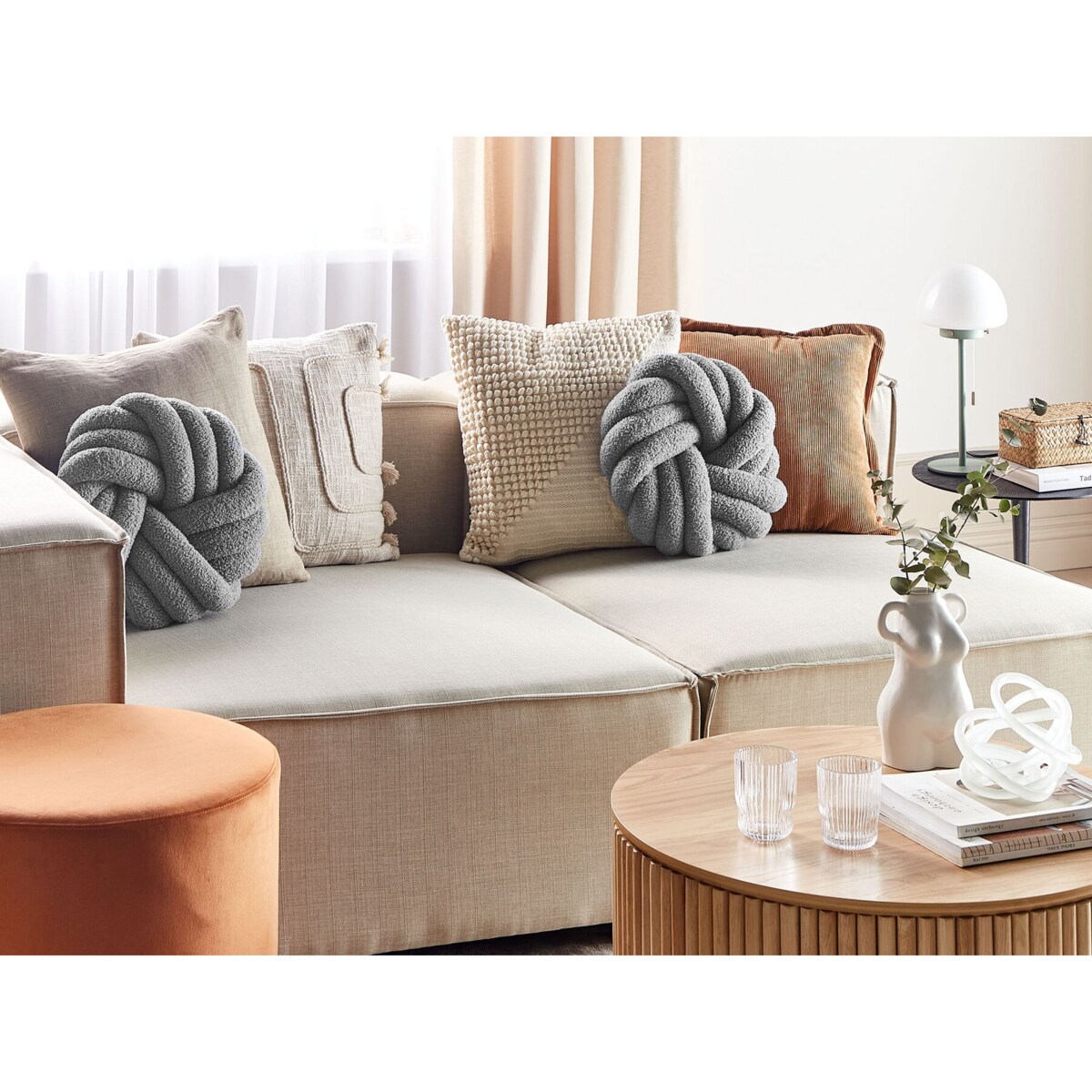 Poduszka dekoracyjna boucle supeł 31 x 31 cm szara AKOLA