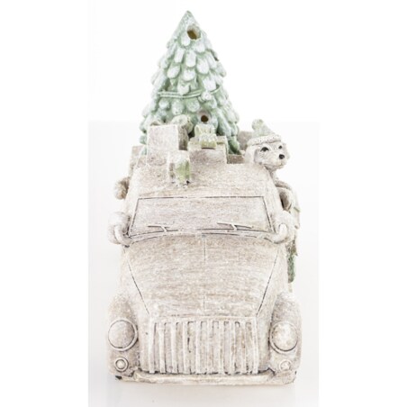 Dekoracja - samochód LED ze zwierzątkiem 11,5x16,5x7 cm