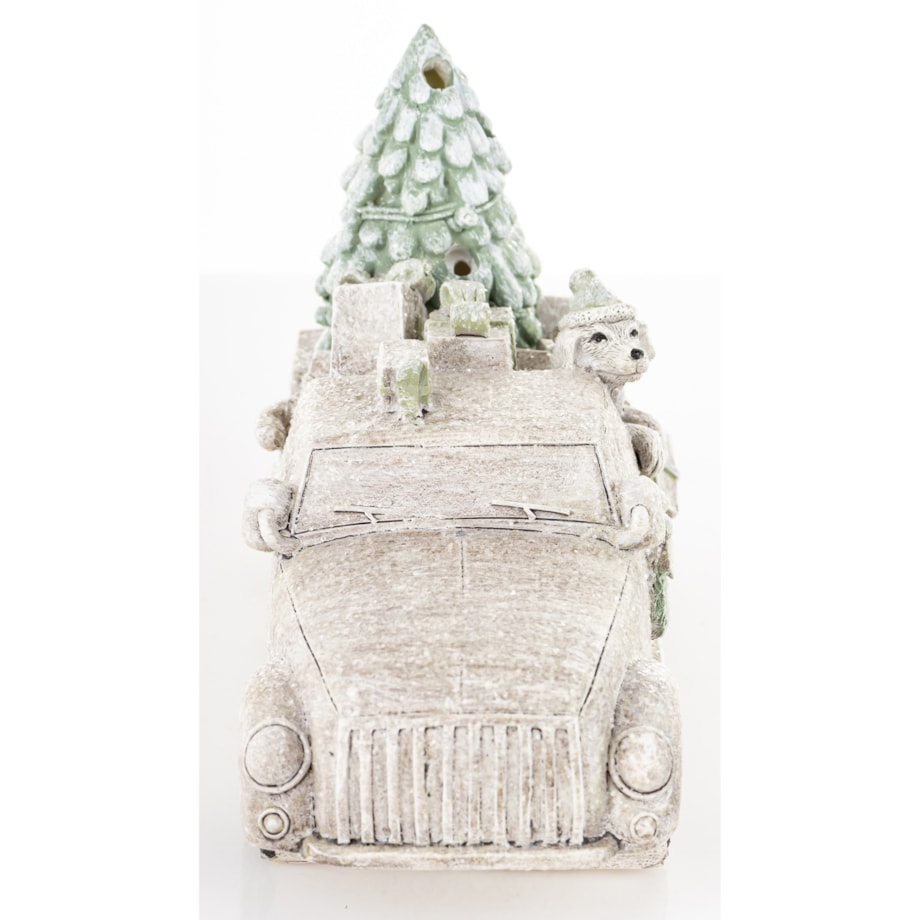 Dekoracja - samochód LED ze zwierzątkiem 11,5x16,5x7 cm