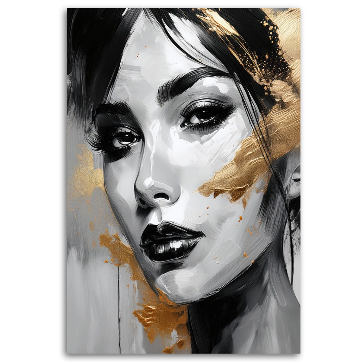 Feeby Obraz na płótnie, Kobieta Portret Złote Akcenty 40x60