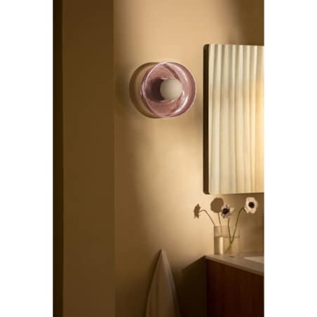 Kinkiet szklany Jaxal różowy Ø25 cm