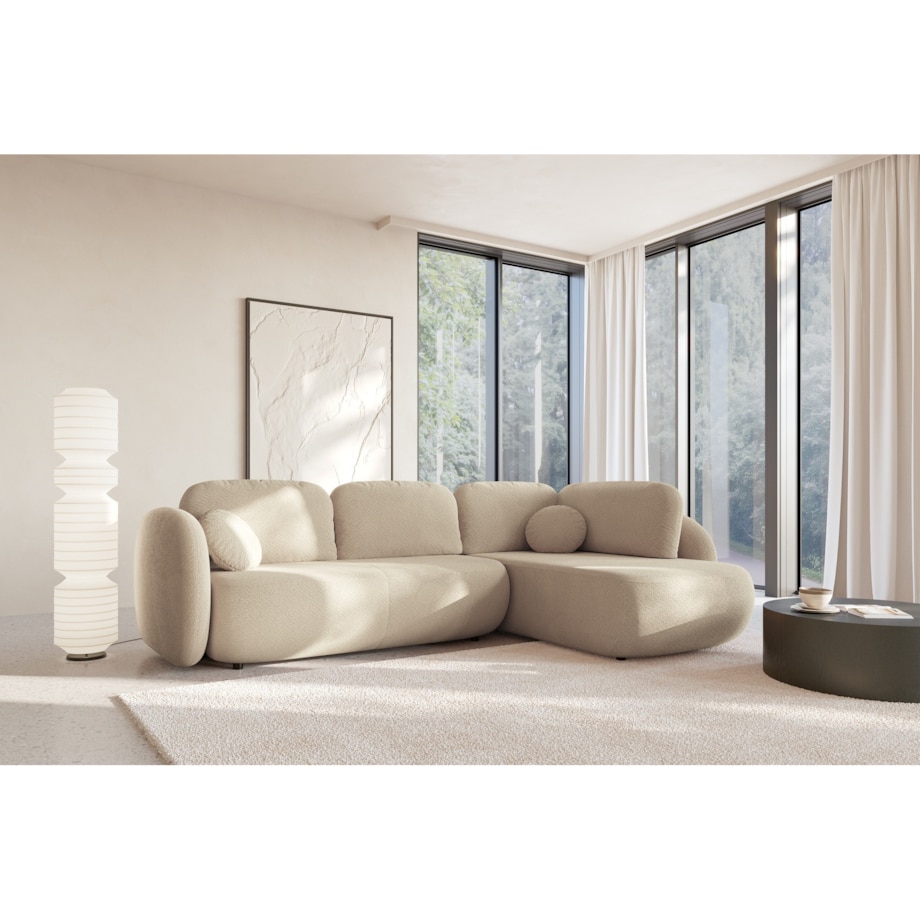 Nowoczesny Narożnik rozkładany OLIVIO II, prawy, beżowy