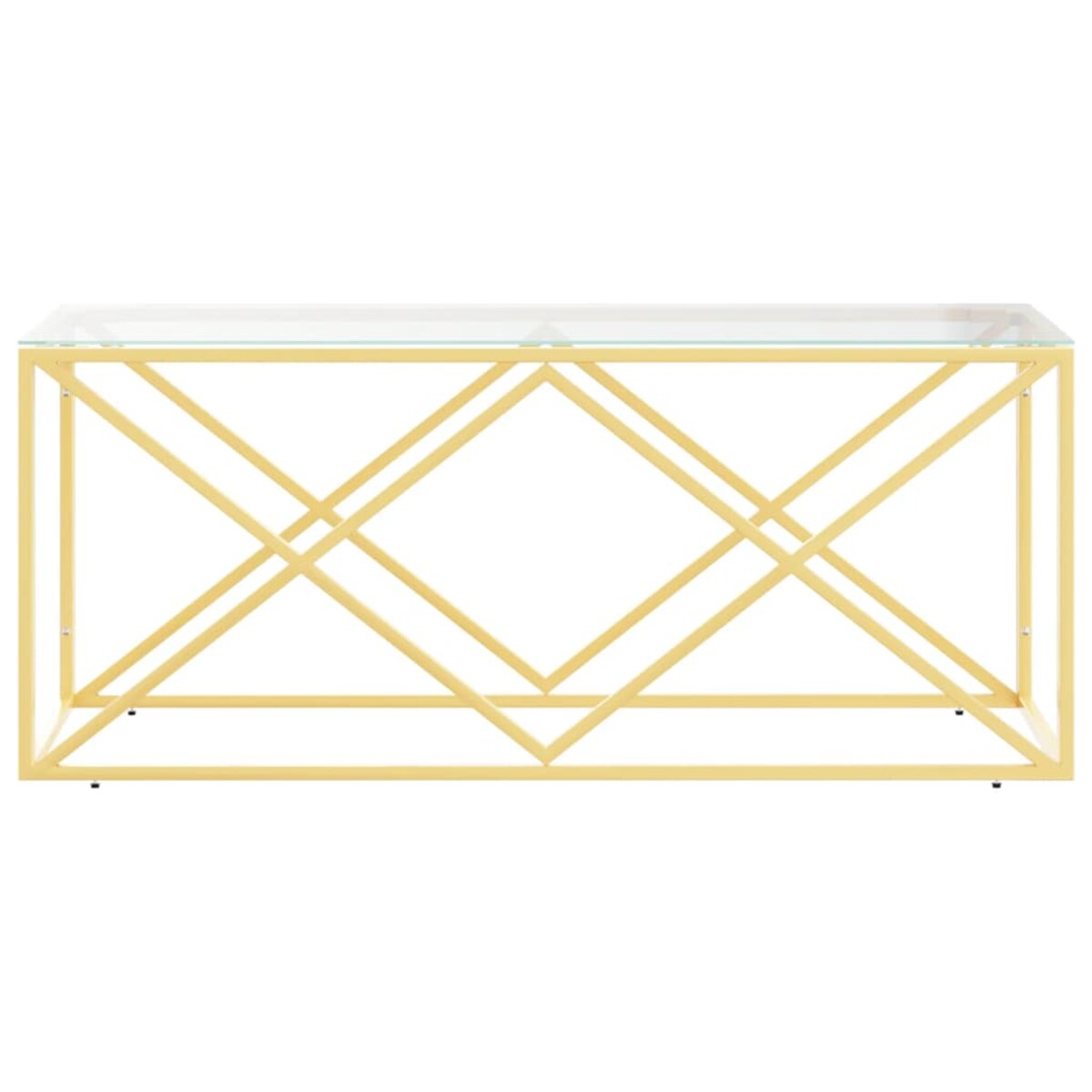 vidaXL Stolik kawowy, 110x45x45 cm, stal nierdzewna i szkło