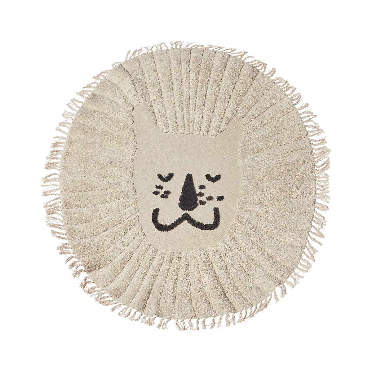Dywan okrągły bawełniany wzór w lwa ø 140 cm beżowy BADHANI