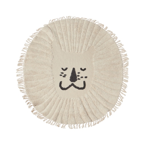 Dywan okrągły bawełniany wzór w lwa ø 140 cm beżowy BADHANI