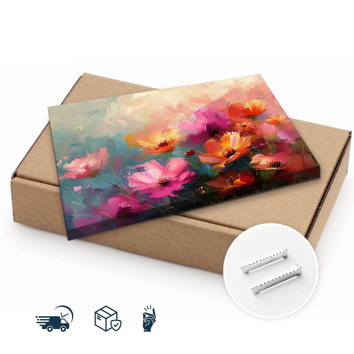 Obraz Na Płótnie Do Salonu Kolorowe Kwiaty Polne Akwarele Natura 70x50cm