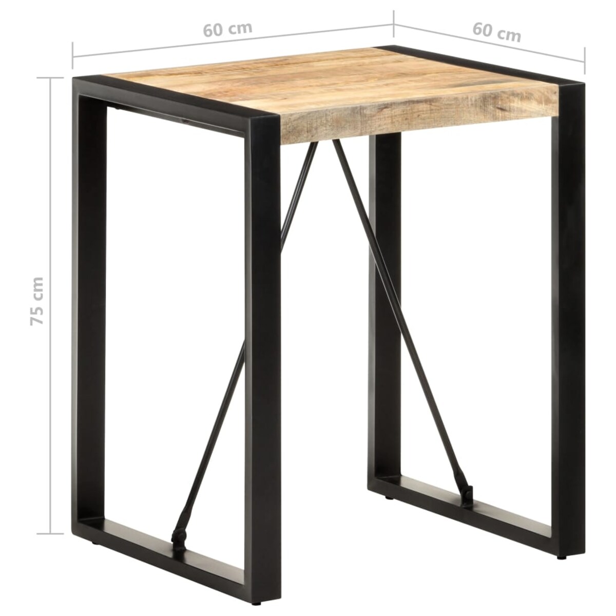vidaXL Stolik jadalniany, 60x60x75 cm, lite, surowe drewno mango