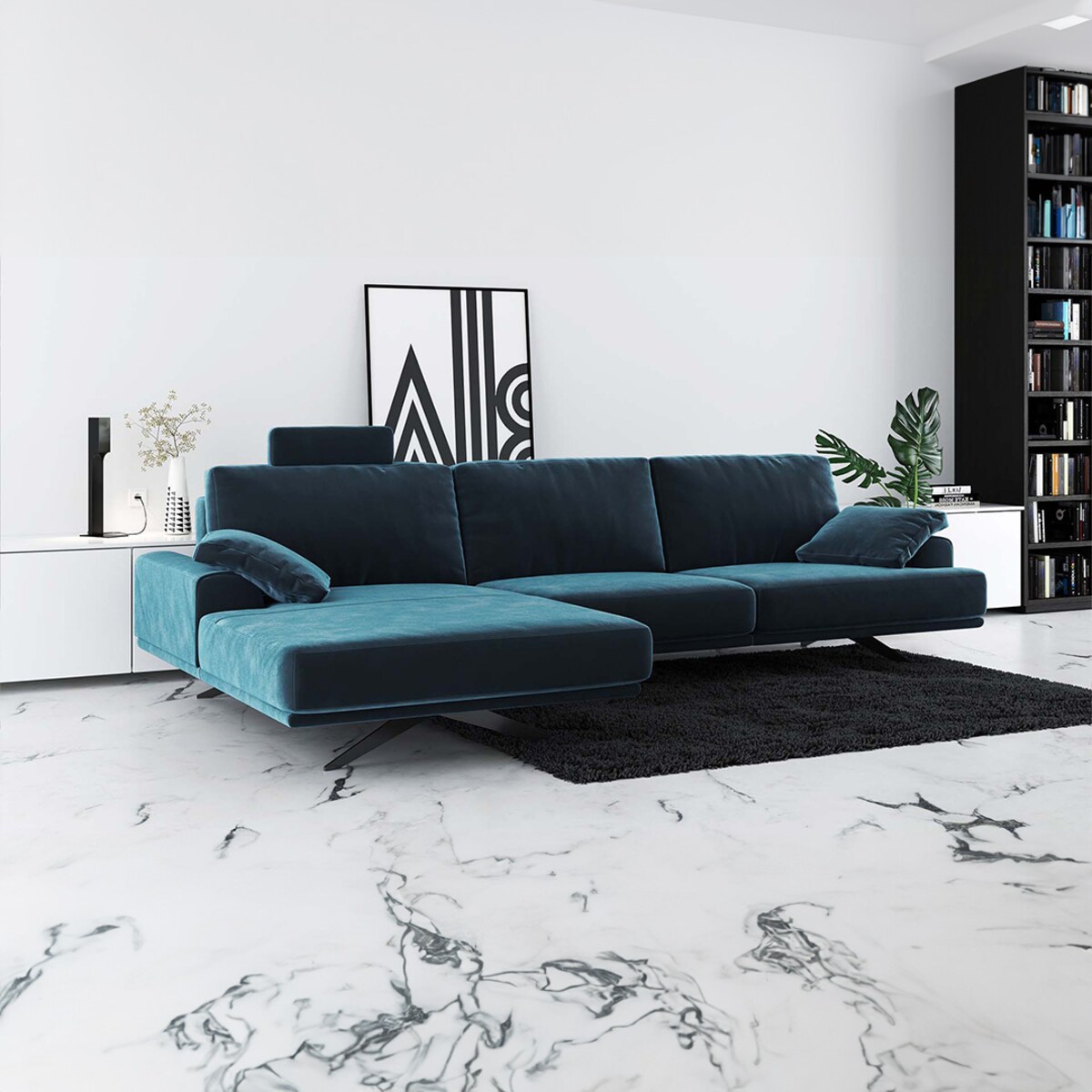 Sofa narożna Prado - ciemnogranatowa