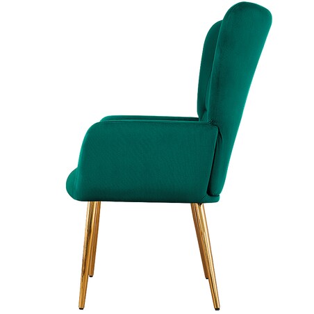 Fotel uszak do salonu wypoczynkowy welurowy tapicerowany zielony złote nogi