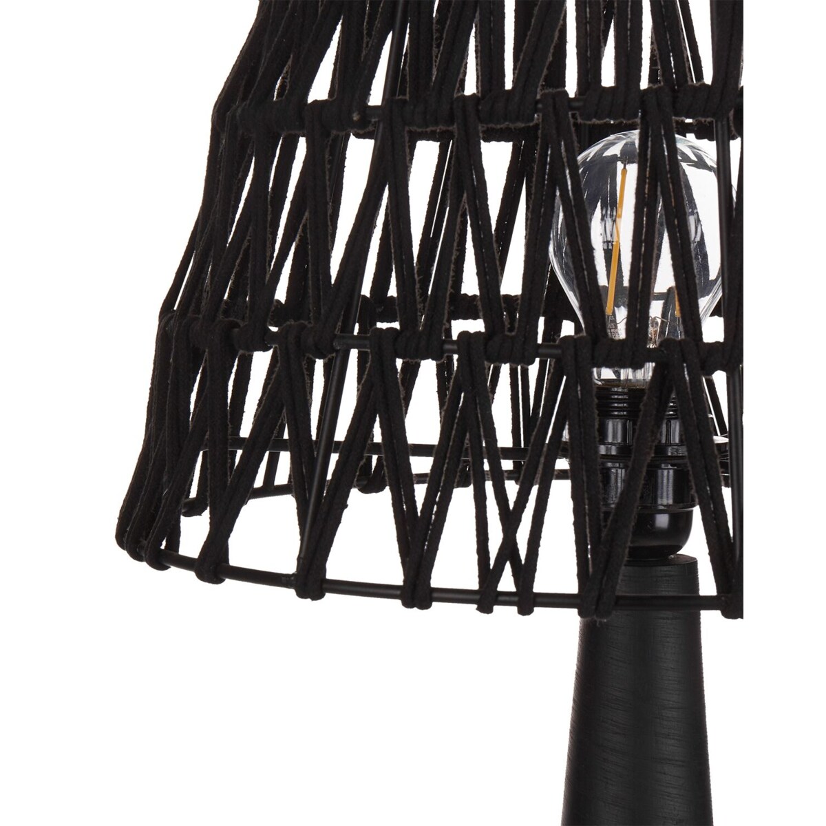 Lampa stołowa drewno mango czarna PELLEJAS