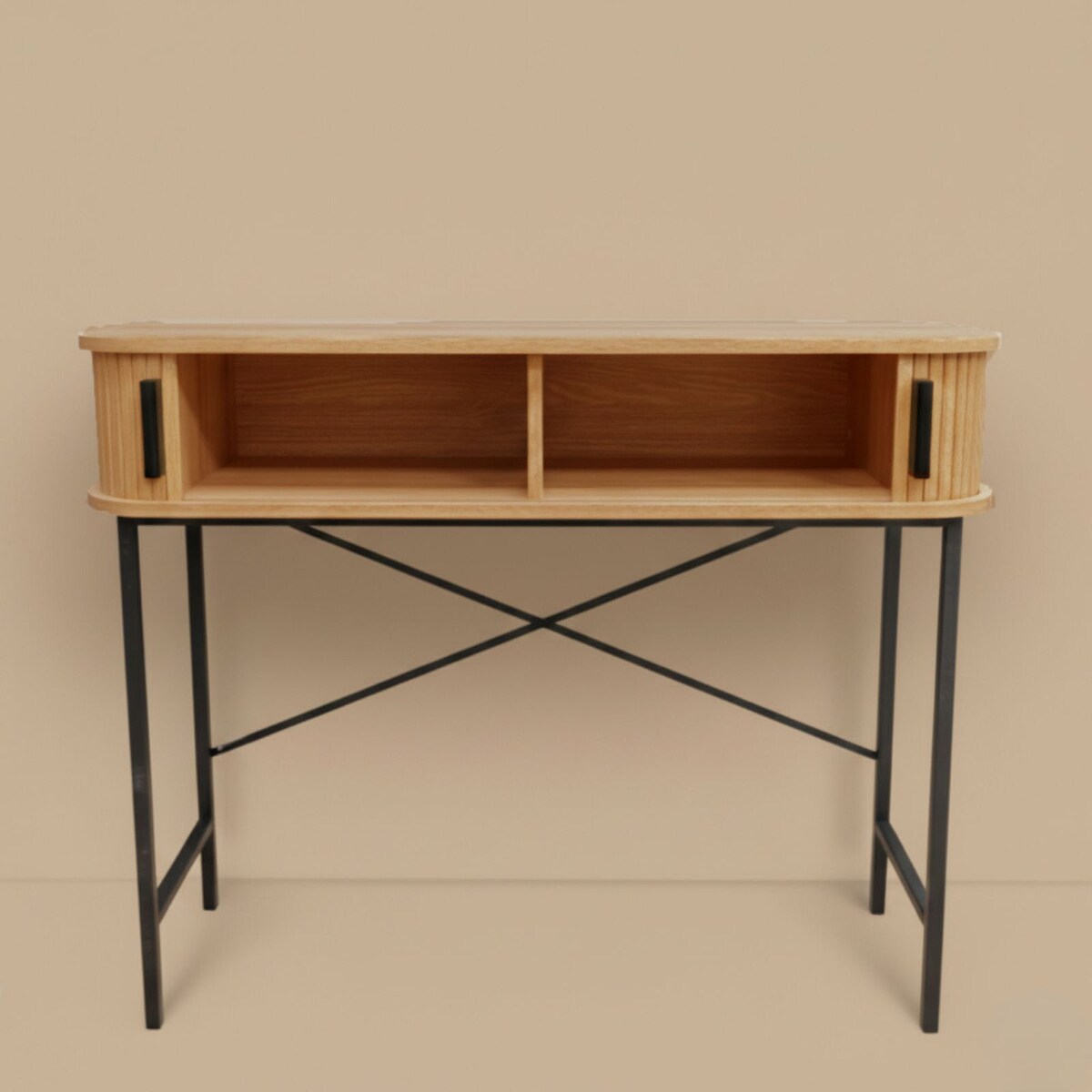 Konsola z rozsuwanymi drzwiami SCAVA, ryflowana, 100 x 35 x 80,5 cm