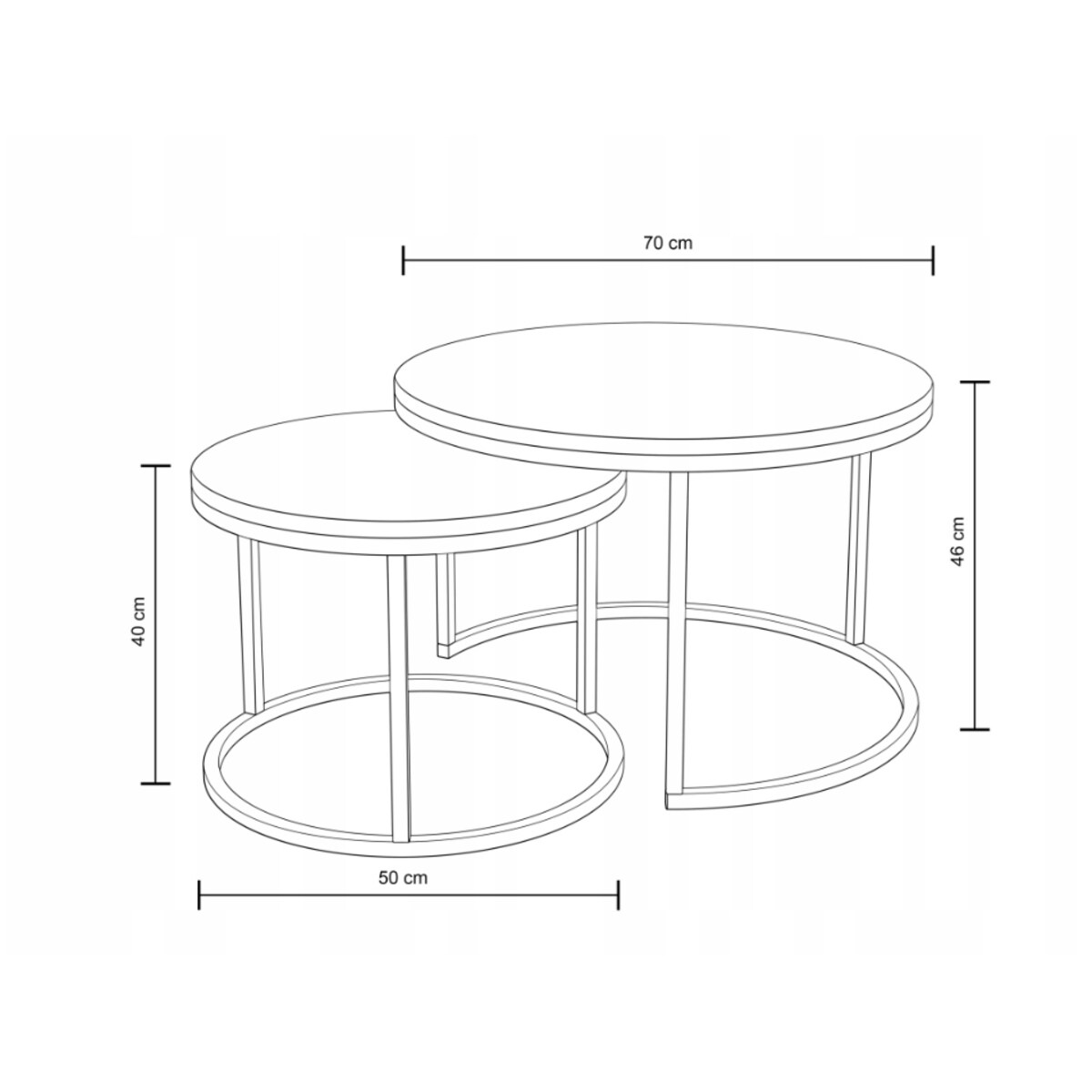 Stolik Kawowy CREMONA 2w1 Okrągły Zestaw JAPANDI BOHO Salon SOFT LOFT SET