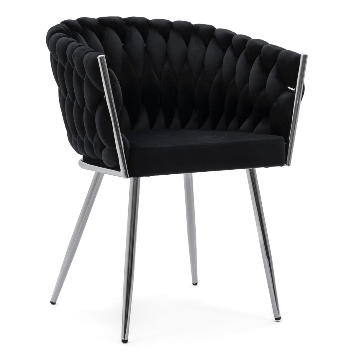 KRZESŁO DO JADALNI TAPICEROWANE WELUROWE CZARNE ROSA CHROME NOWOCZESNE