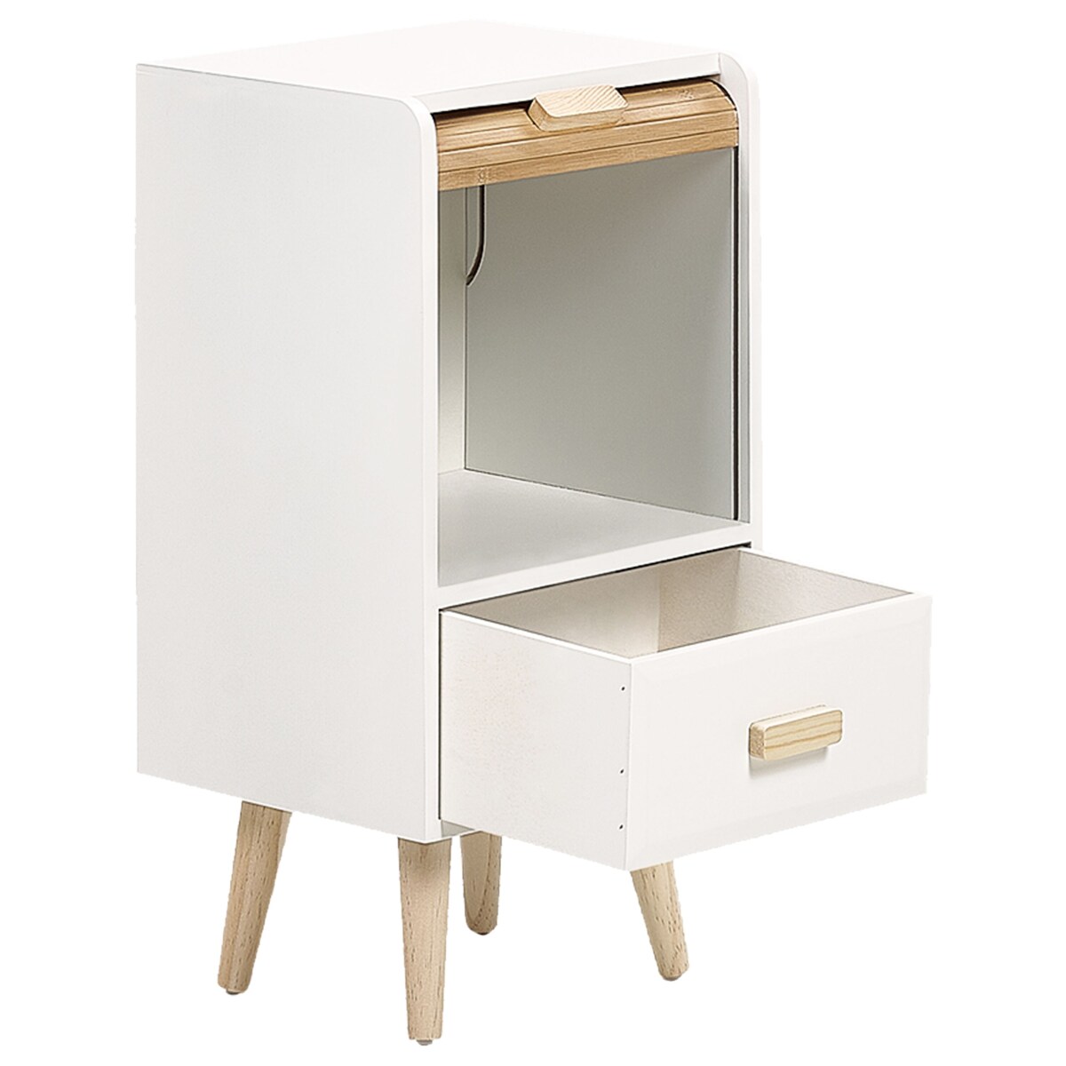 Drewniana szafka nocna biała NESIKA