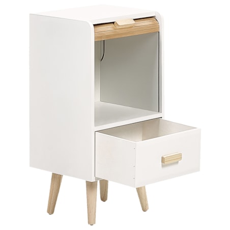 Drewniana szafka nocna biała NESIKA