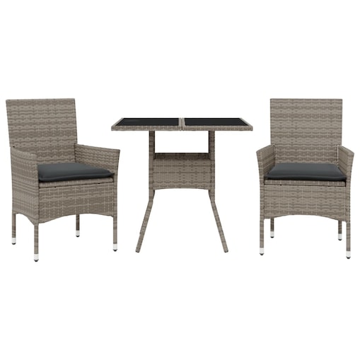 vidaXL 3-cz. zestaw mebli ogrodowych z poduszkami, szary, polirattan