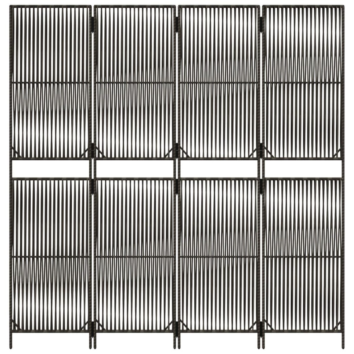 vidaXL Parawan 4-panelowy, szary, polirattan