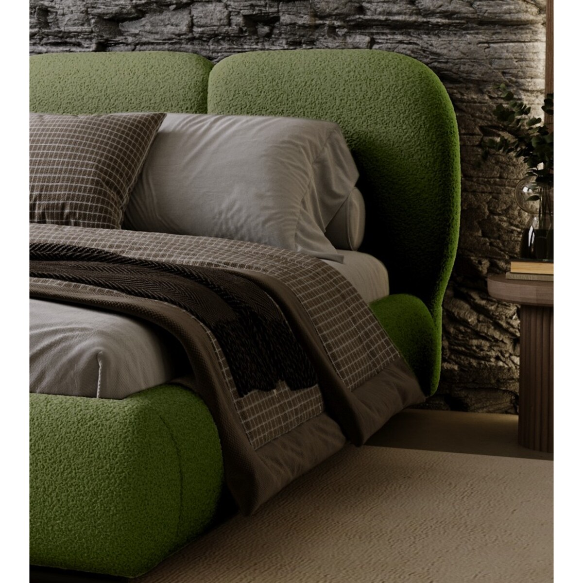 Łóżko tapicerowane 140x200 ROZA z pojemnikiem na pościel zielone