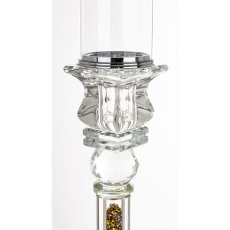 Świecznik szklany na 1 świecę z kloszem 81x9x9 cm RURKA złoty medium