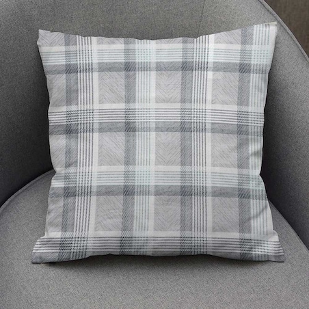 Poszewka dekoracyjna bawełniana 40x40 Grid szara klasyczna krata, Cottonlove, Darymex