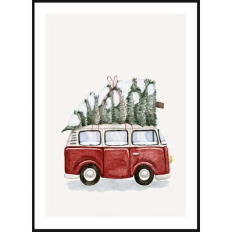 Poster Story, Plakat, Obraz - Świąteczny Van Z Choinką, wymiary 21 x 30 cm