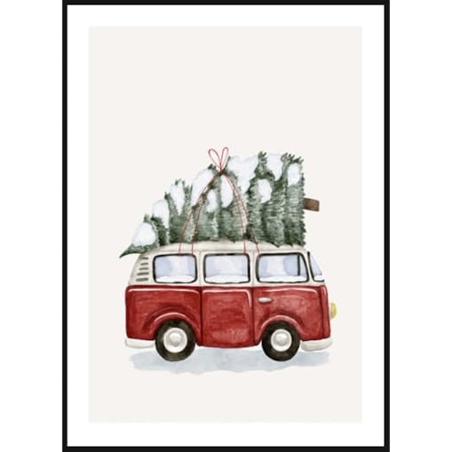 Poster Story, Plakat, Obraz - Świąteczny Van Z Choinką, wymiary 21 x 30 cm