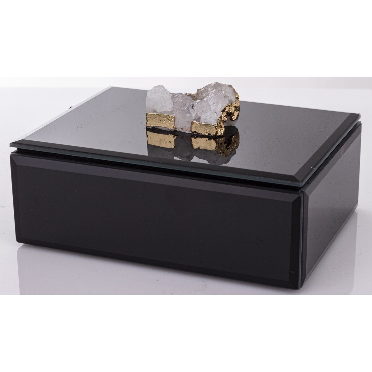 Szkatułka szklana na biżuterię 16x12x6 cm DEKOR AGAT czarna