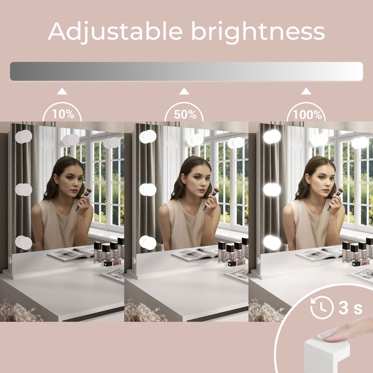 Toaletka AURORA II ELITE kaszmir z lustrem LED