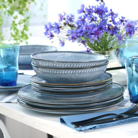 VILLA ITALIA Talerz płytki ceramiczny niebieski 27,5 cm DENIM