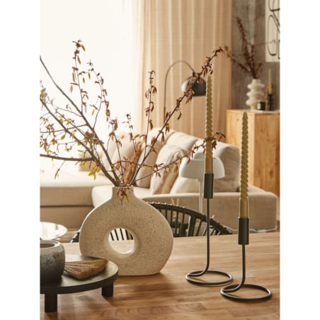 Zestaw 2 świeczników żelazny czarny BUNYU