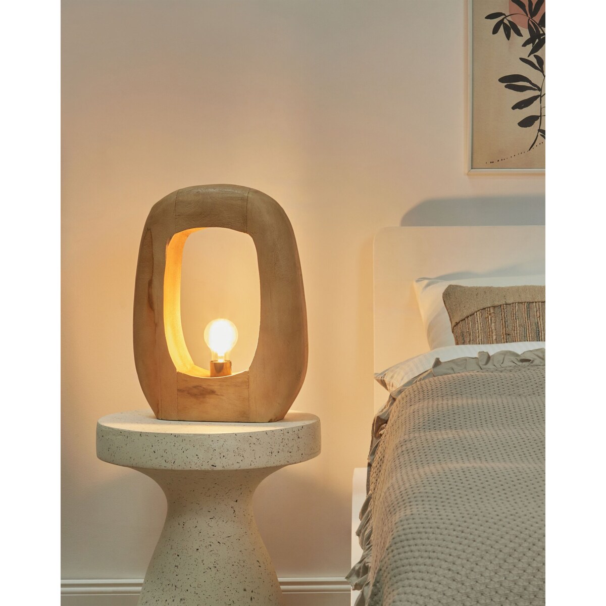 Lampka stołowa drewno mango jasna AJAY