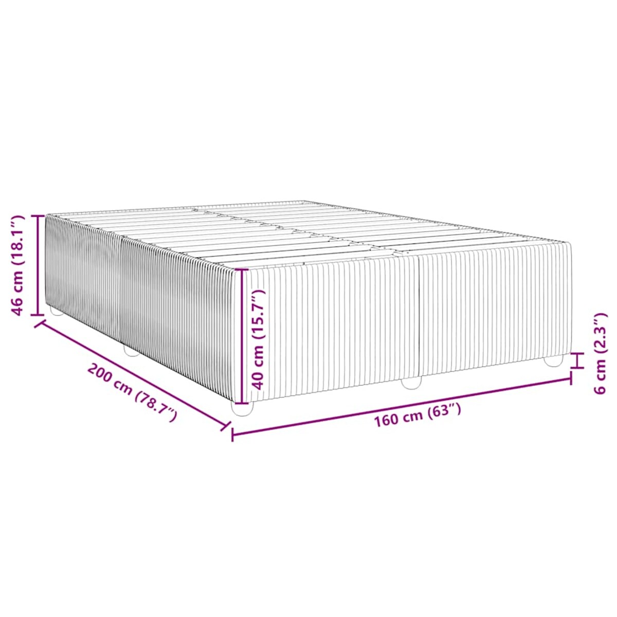 vidaXL Rama łóżka bez materaca, ciemnoszara, 160x200 cm, aksamitna