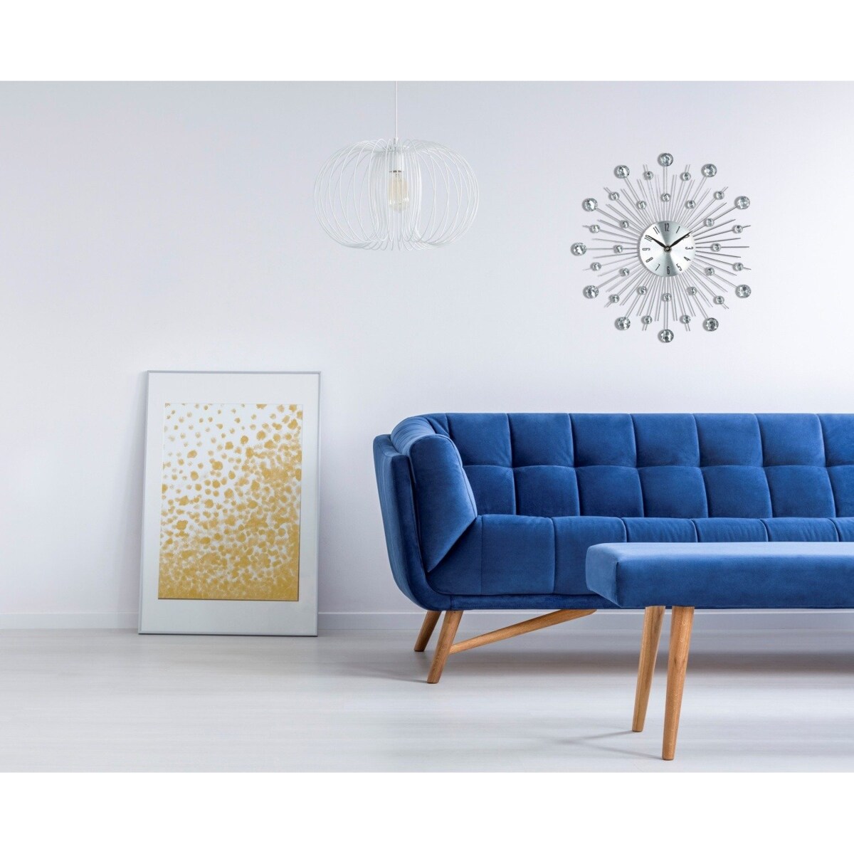 Zegar na ścianę o niespotykanym kształcie, elegancka dekoracja z kryształkami na ścianę