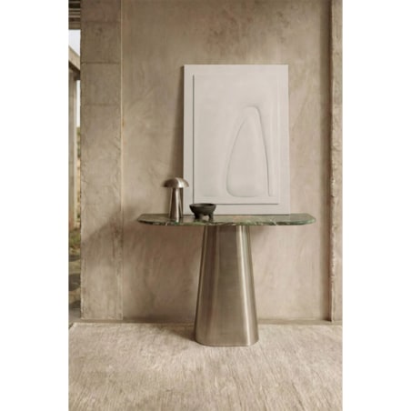 Konsola 120x40 cm z zielonego marmuru i stali nierdzewnej Moreila