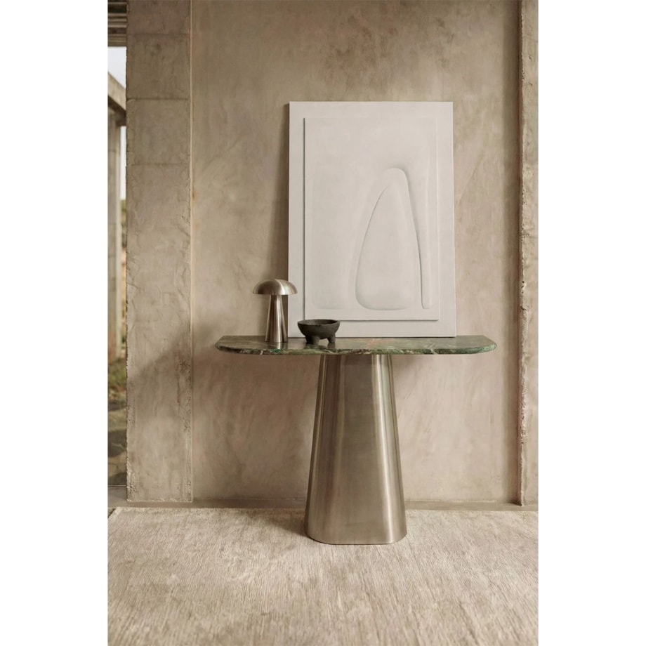 Konsola 120x40 cm z zielonego marmuru i stali nierdzewnej Moreila