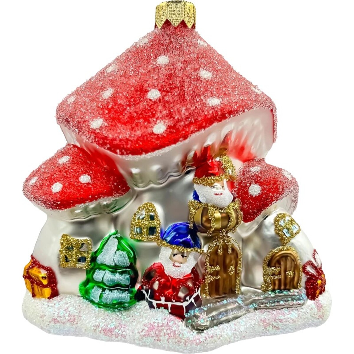 Bombka choinkowa: Domek Grzybek z Mikołajem