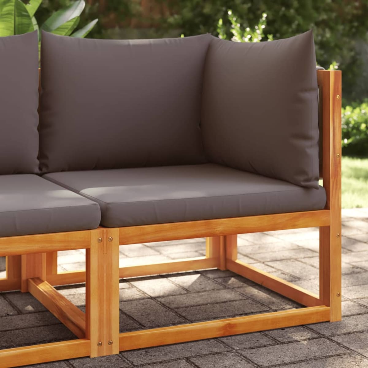 vidaXL Narożna sofa ogrodowa z poduszkami, drewno akacjowe i lina