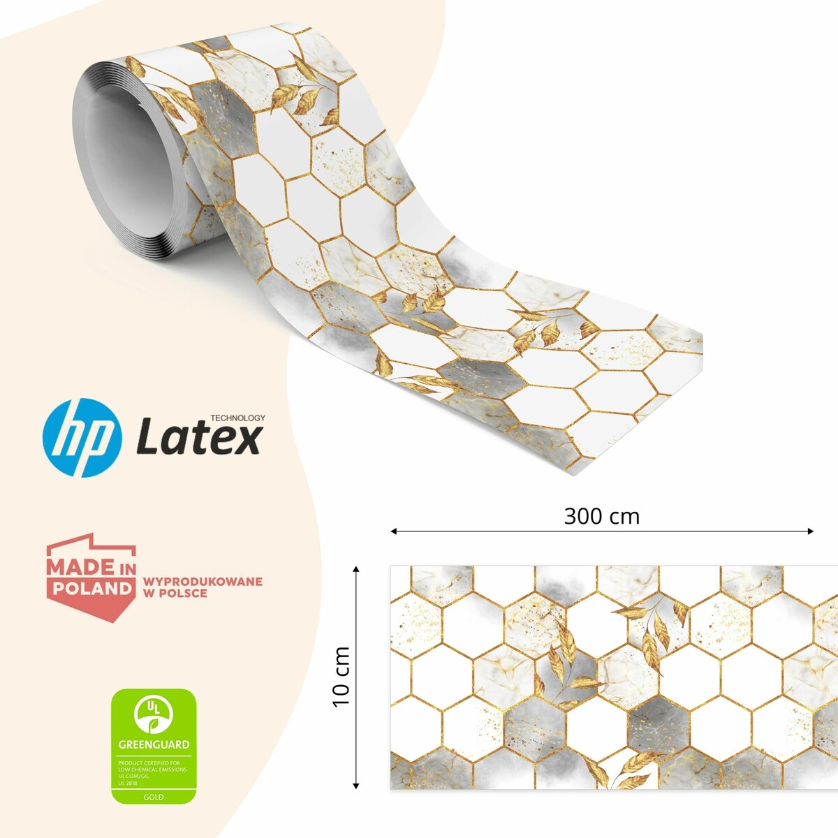 Pasek Dekoracyjny Bordiura Do Tapet Marmur Heksagony MOZAIKA Styl Glamour