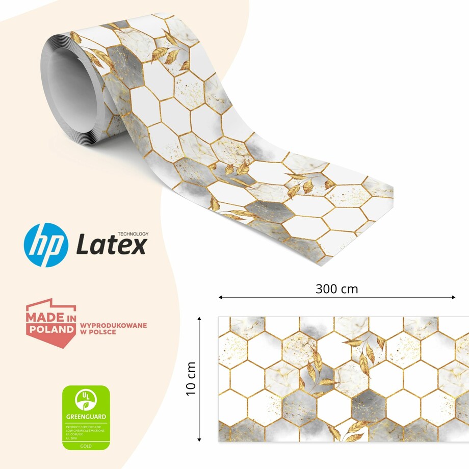 Pasek Dekoracyjny Bordiura Do Tapet Marmur Heksagony MOZAIKA Styl Glamour