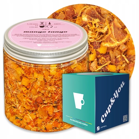 Herbata owocowa MANGO TANGO o niezwykle intensywnym smaku mango i cytrusów - herbata liściasta sypana mieszanka napar susz - gotowa na prezent upominek