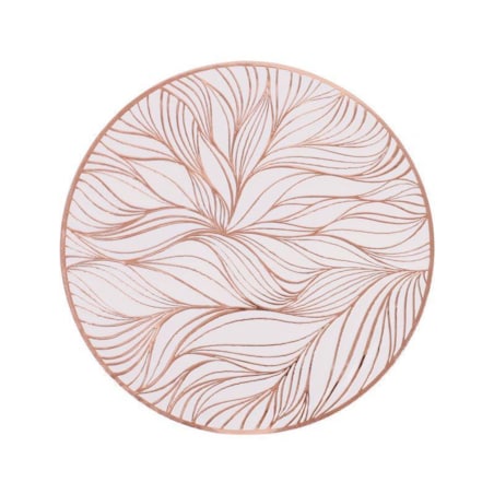 Podkładka dekoracyjna na stół "liście" śr 38cm | biały/różowe złoto